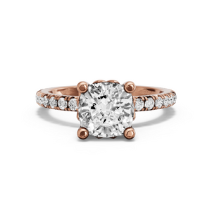 Image for Cushion Lotus Basket Ring with French Pave band