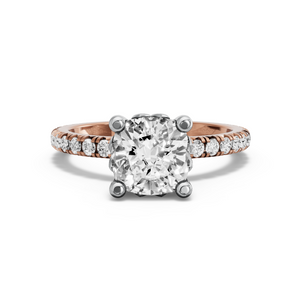 Image for Cushion Lotus Basket Ring with French Pave band