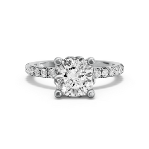 Image for Cushion Lotus Basket Ring with French Pave band