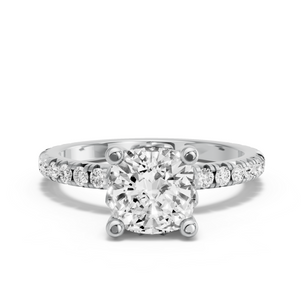 Image for Cushion Lotus Basket Ring with French Pave band
