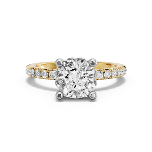 Image for Cushion Lotus Basket Ring with French Pave band