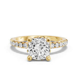 Image for Cushion Lotus Basket Ring with French Pave band