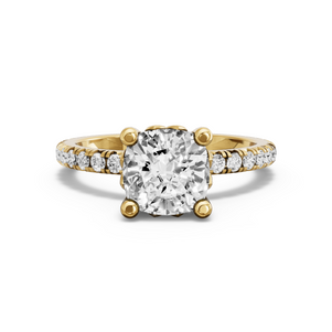Image for Cushion Lotus Basket Ring with French Pave band