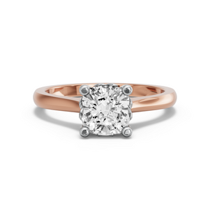 Image for Square Cushion Lotus Basket Ring with Knife Edge Cathedral band
