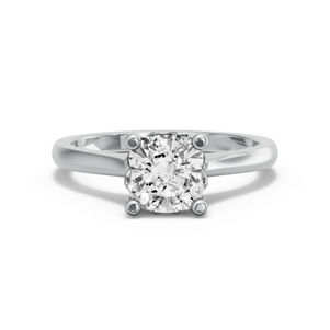 Image for Square Cushion Lotus Basket Ring with Knife Edge Cathedral band
