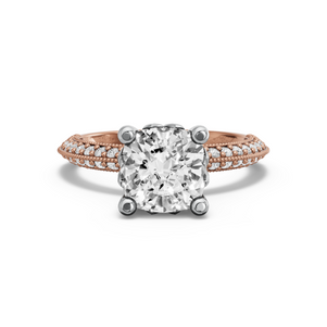 Image for Cushion Lotus Basket Ring with Knife Edge Pave band