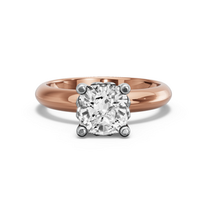 Image for Square Cushion Lotus Basket Ring with Knife Edge Solitaire band
