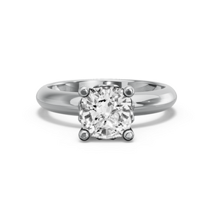 Image for Square Cushion Lotus Basket Ring with Knife Edge Solitaire band