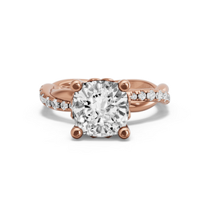 Image for Square Cushion Lotus Basket Ring with Rope Pave band