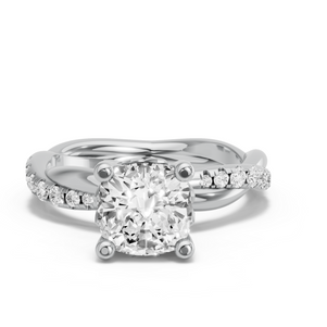 Image for Square Cushion Lotus Basket Ring with Rope Pave band