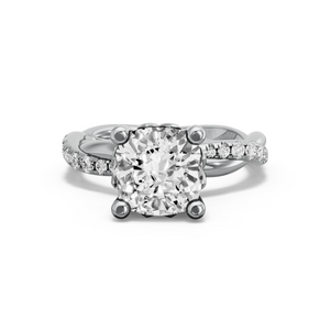 Image for Square Cushion Lotus Basket Ring with Rope Pave band