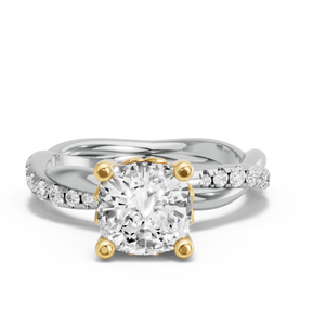 Image for Cushion Lotus Basket Ring with Rope Pave band