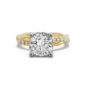 Image for Square Cushion Lotus Basket Ring with Rope Pave band