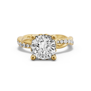 Image for Square Cushion Lotus Basket Ring with Rope Pave band