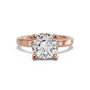 Image for Square Cushion Lotus Basket Ring with Sleek Accent band