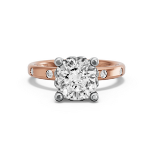 Image for Cushion Lotus Basket Ring with Sleek Accent band