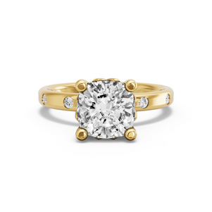 Image for Square Cushion Lotus Basket Ring with Sleek Accent band