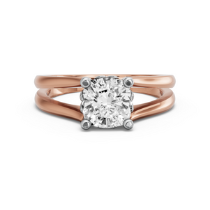 Image for Square Cushion Lotus Basket Ring with Split Ring Solitaire band