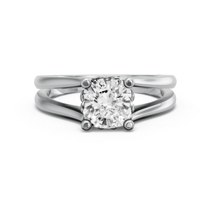 Image for Square Cushion Lotus Basket Ring with Split Ring Solitaire band