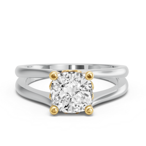 Image for Square Cushion Lotus Basket Ring with Split Ring Solitaire band