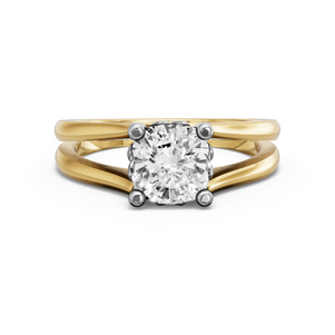 Image for Square Cushion Lotus Basket Ring with Split Ring Solitaire band