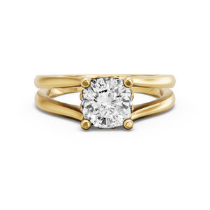 Image for Square Cushion Lotus Basket Ring with Split Ring Solitaire band