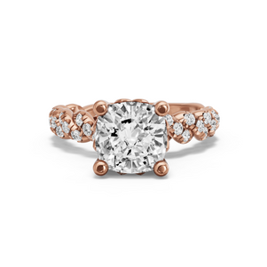 Image for Cushion Lotus Basket Ring with Twist Pave band