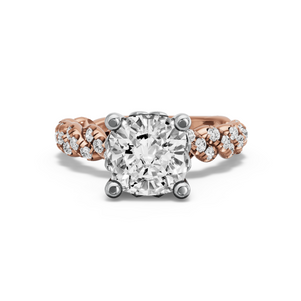 Image for Cushion Lotus Basket Ring with Twist Pave band