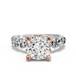 Image for Cushion Lotus Basket Ring with Twist Pave band