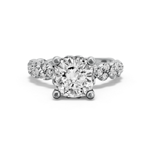 Image for Square Cushion Lotus Basket Ring with Twist Pave band