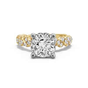 Image for Cushion Lotus Basket Ring with Twist Pave band