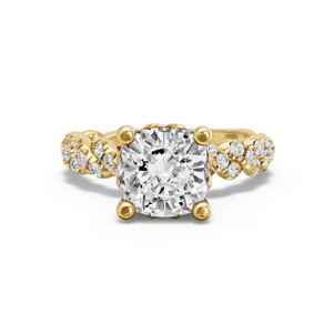 Image for Cushion Lotus Basket Ring with Twist Pave band