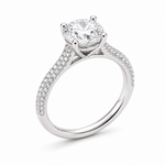 round cut ring with three row pave band