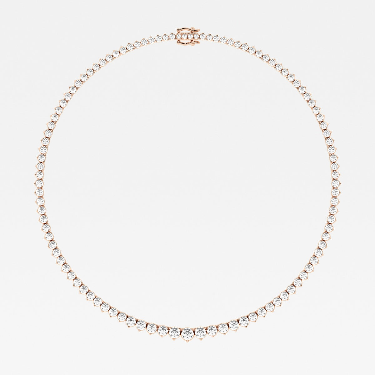 Round Lab Grown Diamond Graduated Riviera Fashion Necklace, EF Color, VS Clarity, IGI Certified