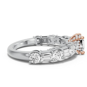 Image for Asscher Pave Basket Ring with Alternating Baguette band
