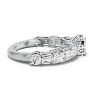 Image for Asscher Pave Basket Ring with Alternating Baguette band
