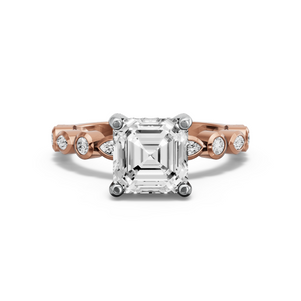 Image for Asscher Pave Basket Ring with Alternating Marquise band