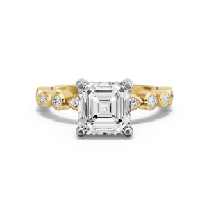 Image for Asscher Pave Basket Ring with Alternating Marquise band