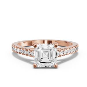 Image for Asscher Pave Basket Ring with Cathedral Pave band