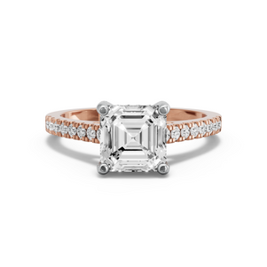 Image for Asscher Pave Basket Ring with Cathedral Pave band