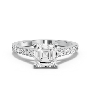 Image for Asscher Pave Basket Ring with Cathedral Pave band