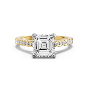 Image for Asscher Pave Basket Ring with Cathedral Pave band
