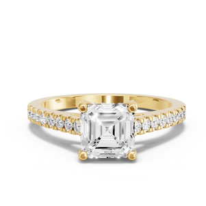 Image for Asscher Pave Basket Ring with Cathedral Pave band
