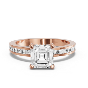 Image for Asscher Pave Basket Ring with Channel band