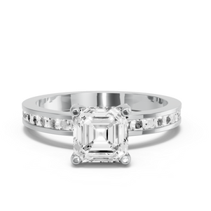 Image for Asscher Pave Basket Ring with Channel band