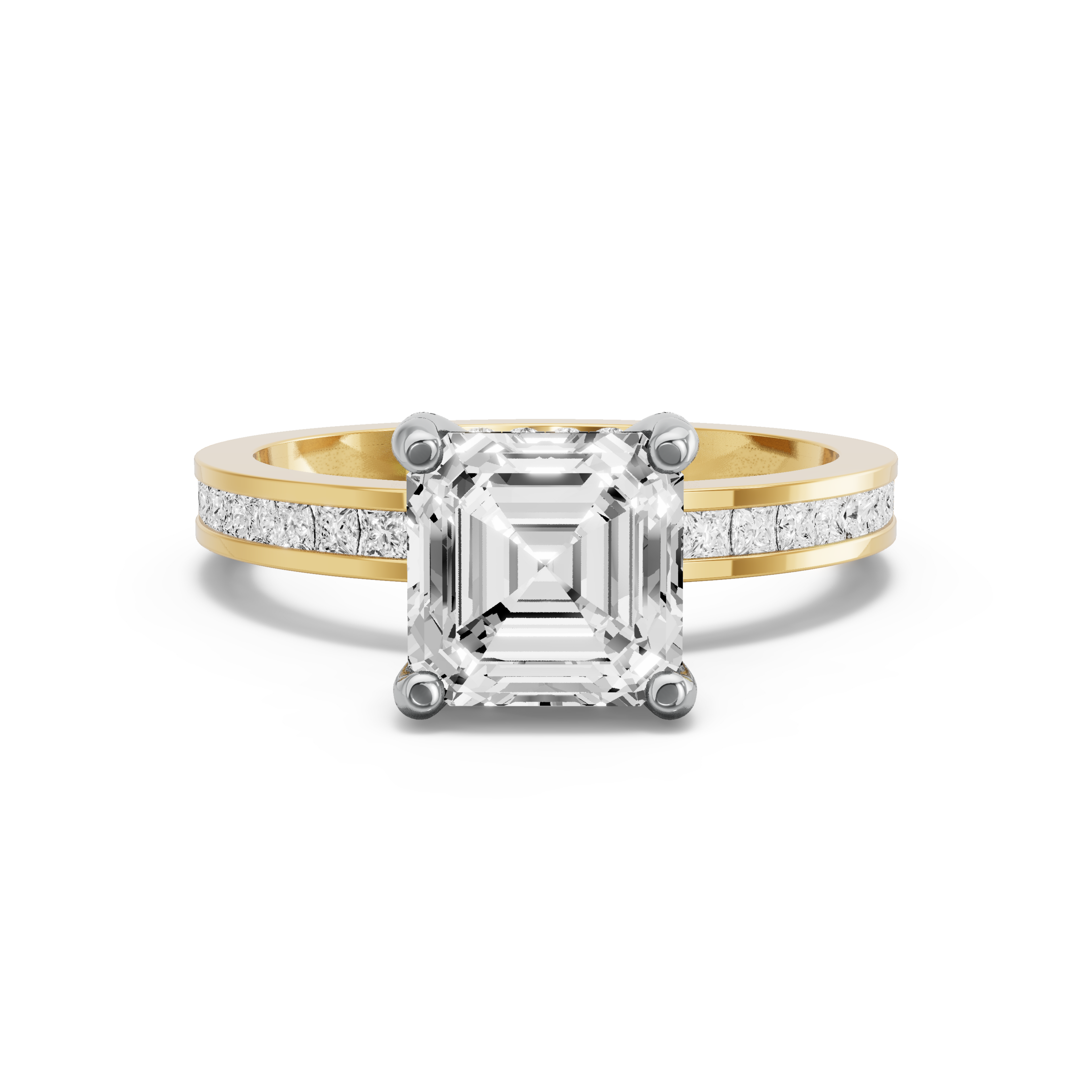 Image for Asscher Pave Basket Ring with Channel band in 10K Rose Gold