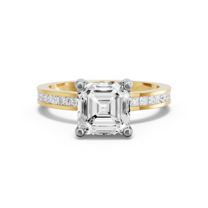 Image for Asscher Pave Basket Ring with Channel band