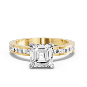 Image for Asscher Pave Basket Ring with Channel band