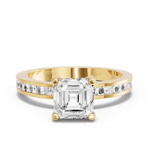 Image for Asscher Pave Basket Ring with Channel band