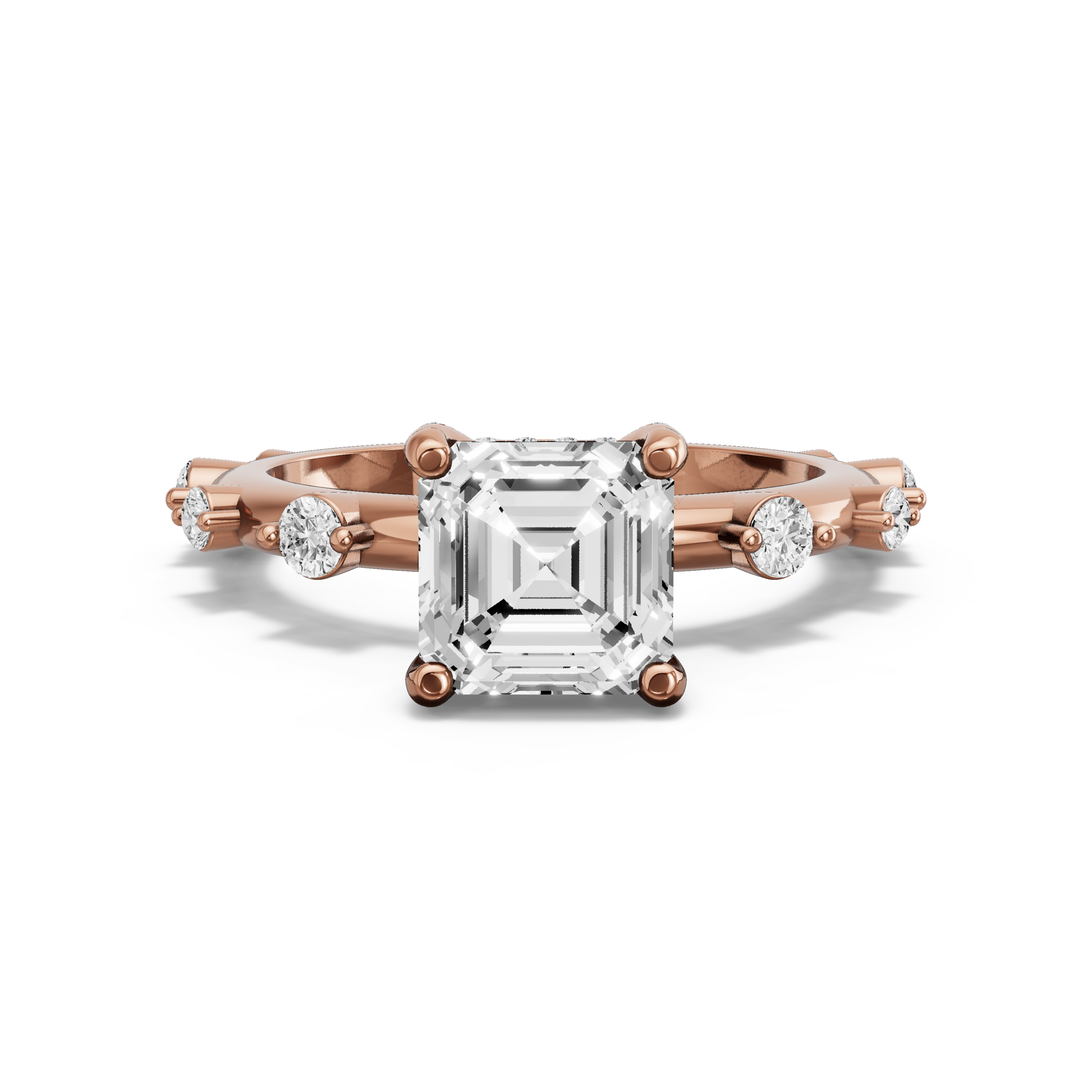 Image for Asscher Pave Basket Ring with Floating Station band in 10K Yellow Gold